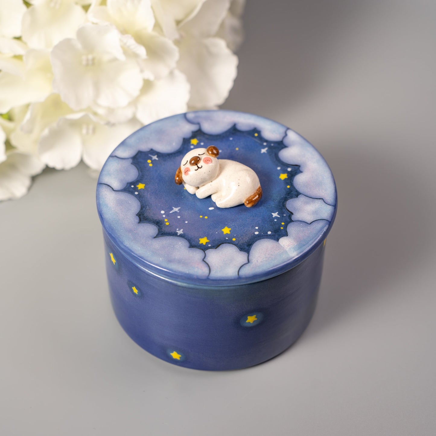 Custom Pet Urn Handmade Forget me not pet Urn Cat urn Dog urn Ceramic Cat Jars Ceramic Urn for Ashes simple pet urn Personalized pet urn