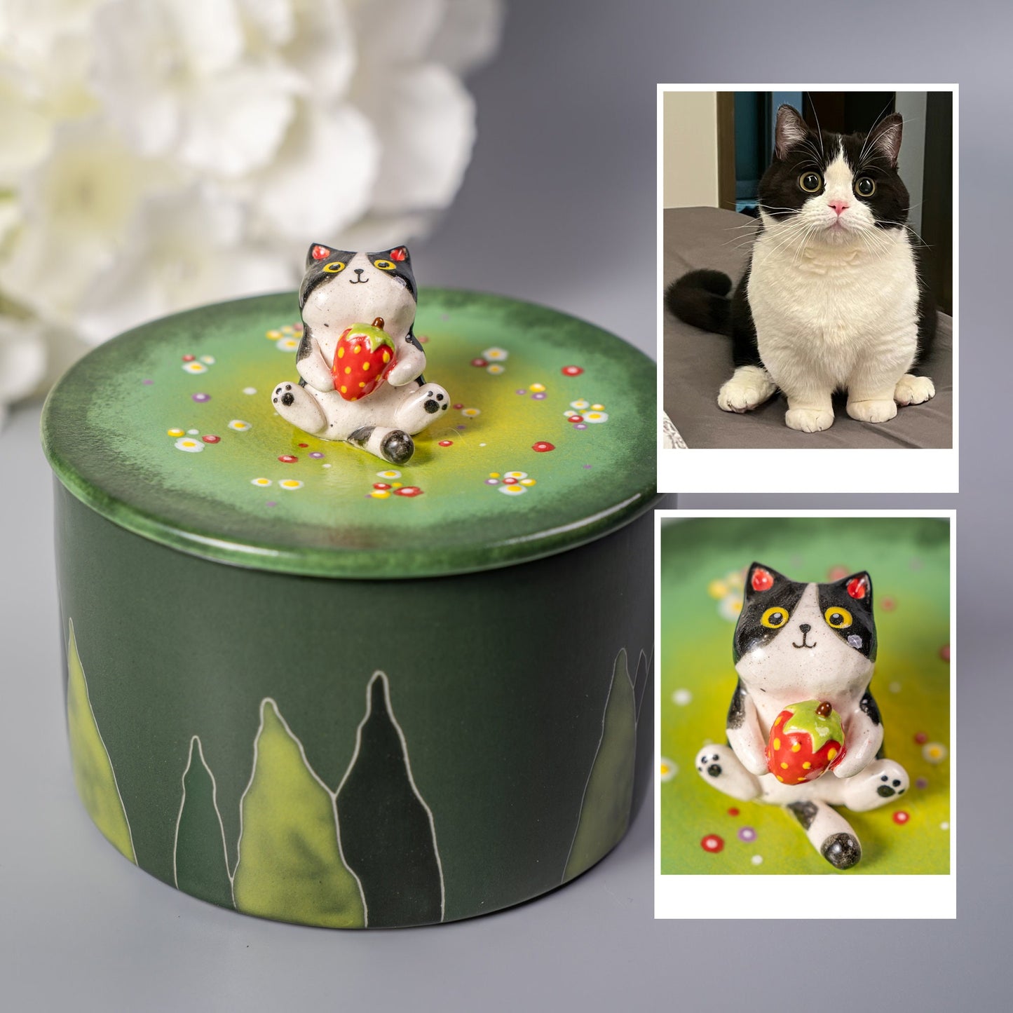 Custom Pet Urn Handmade Forget me not pet Urn Cat urn Dog urn Ceramic Cat Jars Ceramic Urn for Ashes simple pet urn Personalized pet urn