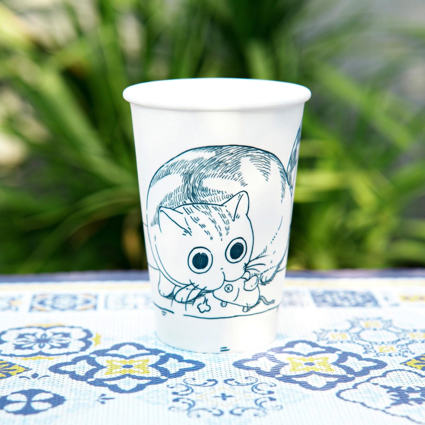 Funny Handpainted Kitty Tea Cup Orange Tabby Tumbler Line Art Pet Espresso Mug Japanese Style Cat Portrait Water Cup Birthday Gift for Kids